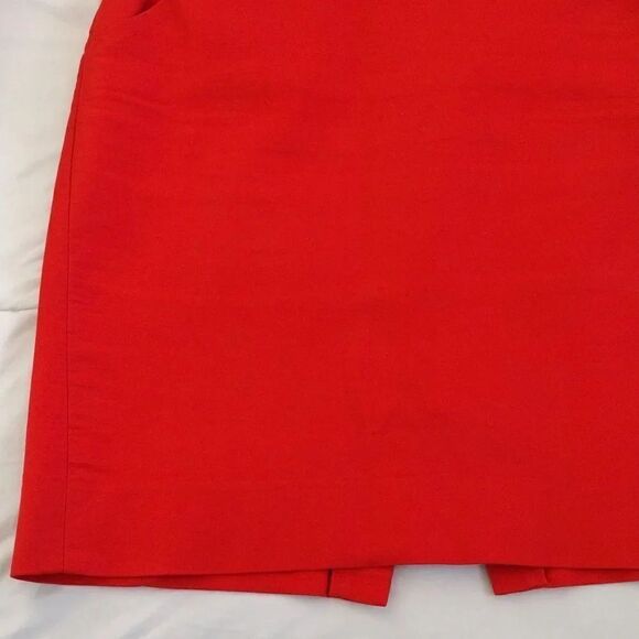 J. Crew Factory The Pencil Skirt Red Orange Cotton Skirt with Pockets Size 8 - Picture 6 of 16